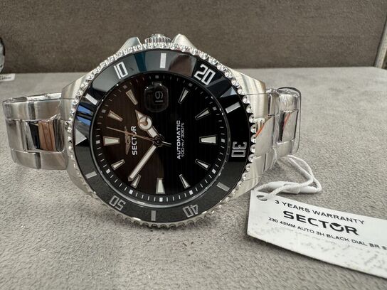 Armbåndsur SECTOR 230 43 MM AUTO 3H BLACK DIAL BR SS