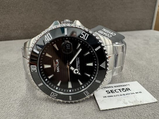Armbåndsur SECTOR 230 43 MM AUTO 3H BLACK DIAL BR SS