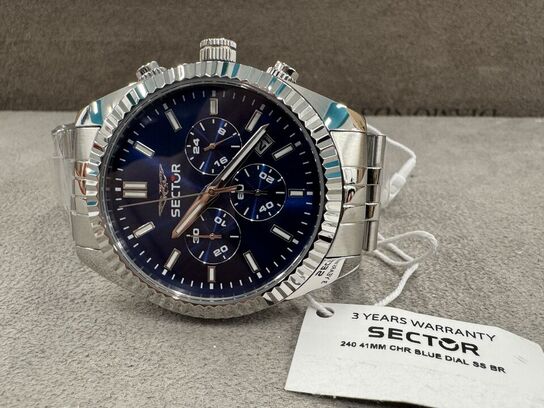 Armbåndsur SECTOR 240 41 MM CHR BLUE DIAL SS BR