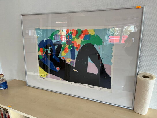 Litografi, Walasse Ting, Black Nude with Flowers, 1979 samt rumdeler