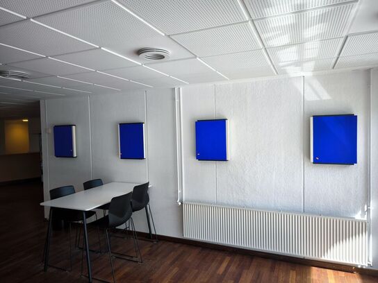 4 stk. håndmalede akustikpaneler i blå