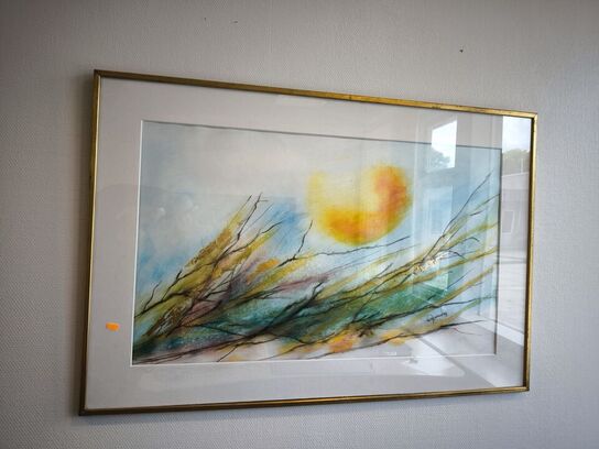 Akvarel i passepartout - ubekendt kunster