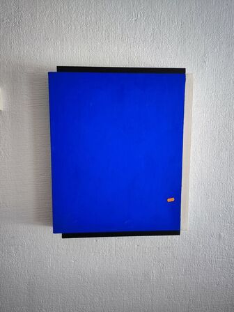 4 stk. håndmalede akustikpaneler i blå
