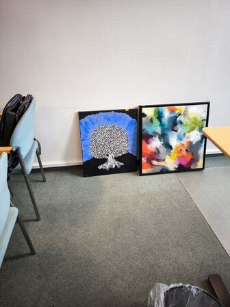 2 stk. akrylmalerier