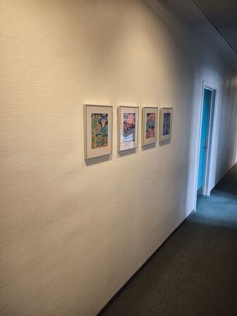 4 stk. reproprint i passepartout