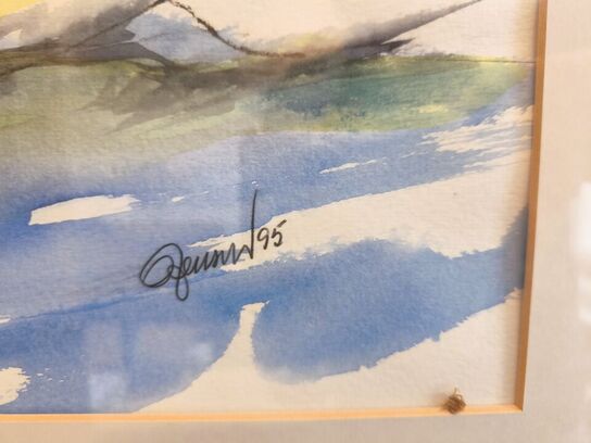Akvarel i passepartout - ubekendt kunstner