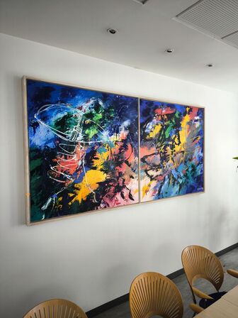 2 stk. malerier i ramme "SNL 98"