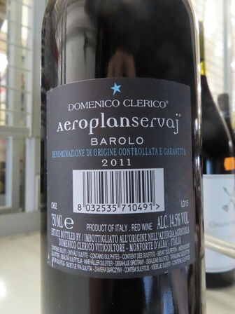 1 fl. rødvin, AEROPLANSERVEJ BAROLO 2011, Domenico Clerico Servaj Serralunga