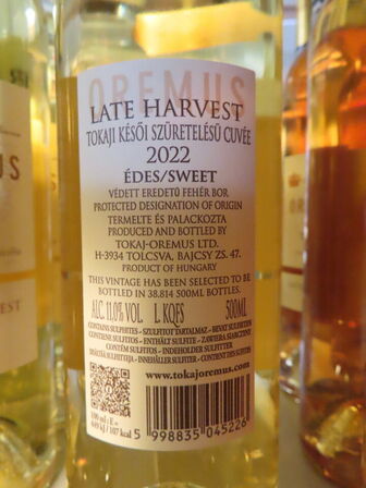 2 fl. dessertvin, OREMUS TOKAJI 2022, Late harvest, Tempos Vega Sicilia