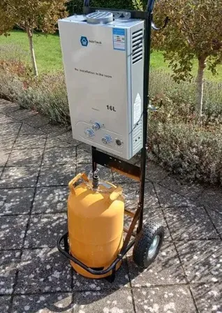 Gasvandsvarmer på vogn