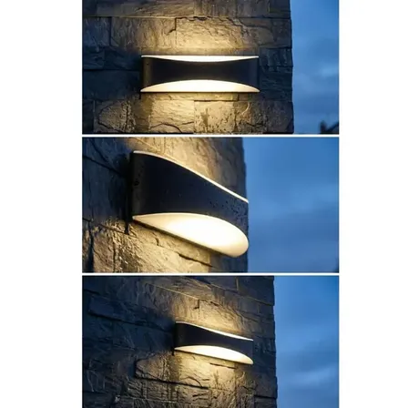 2 stk. accent udendørs up&down led væglampe ip65 aluminium sort(ubrugt)