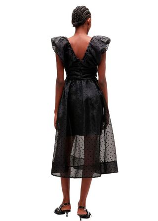 Flocked Organza Long Ruched Dress GANNI Str.: 40