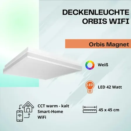 Ledvance loftlampe orbis magnet 42 watt led wifi 45 x 45 cm hvid(ubrugt)