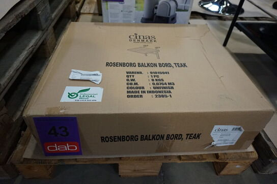 Cinas altanbord, teak, 65 x 51 cm 