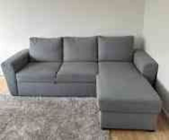 Nebraska sovesofa med chaiselong, opbevaring og udtræk lysgrå 