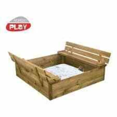 Nordic Play - Sandkasse med bænk & låg 120x120 cm 