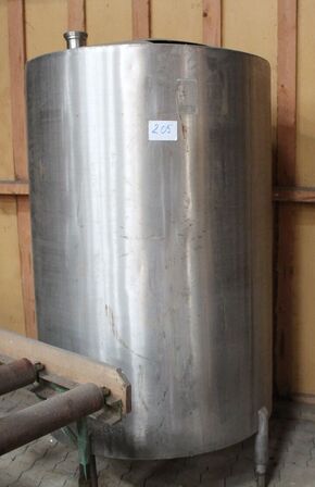 Rustfri tank 1,5 m høj + ben 30 cm, ca 1 m i diameter
