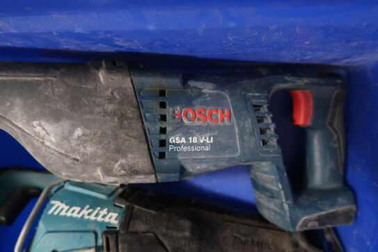 2 stk. akku håndværktøj MAKITA DJR187, BOSCH GSA 18 V-LI professional