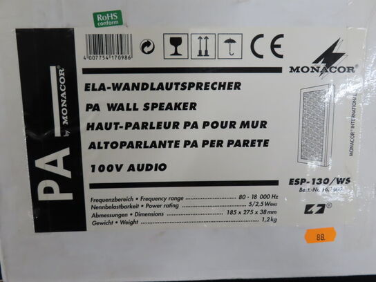 2 stk. MONACOR højtalere til vægmontering