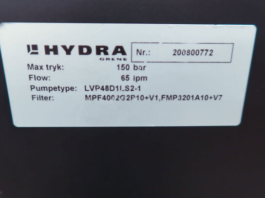 Hydraulisk pumpestation m. HYDRA pumpe