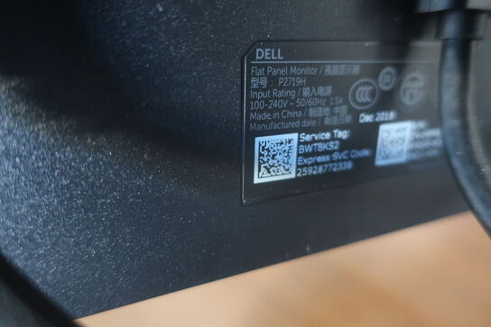 2 stk. monitor DELL P2719H, mus, tastatur og headset