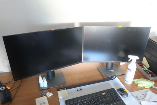 2 stk. monitor DELL P2719H, mus, tastatur og headset
