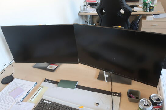 2 stk. monitor DELL P2719H, mus, tastatur og headset