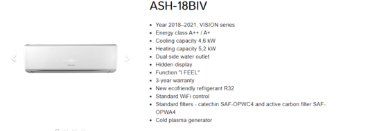 Indendørs airconditionenhed SINCLAIR ASH-18BIV