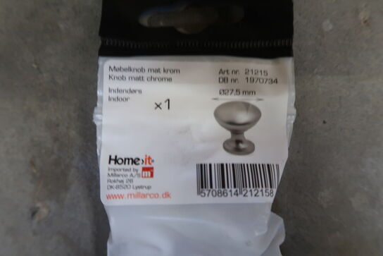 6 pk. HOME It møbelknop Ø27,5 x 30 mm krom