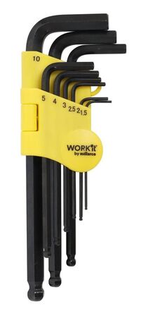 9 pk. Work it by millarco  unbrakonøglesæt med kugle 1,5-10 mm 