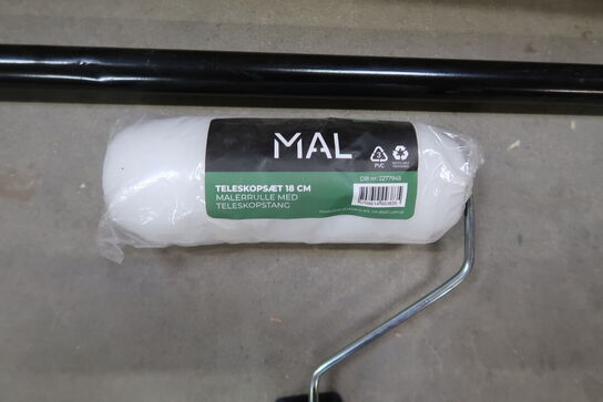 11 sæt MAL MALERRULLE MED TELESKOPSTANG 18 CM