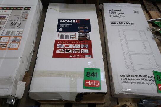 HOME It stålreol med 5 træhylder 180×90×45 cm sort
